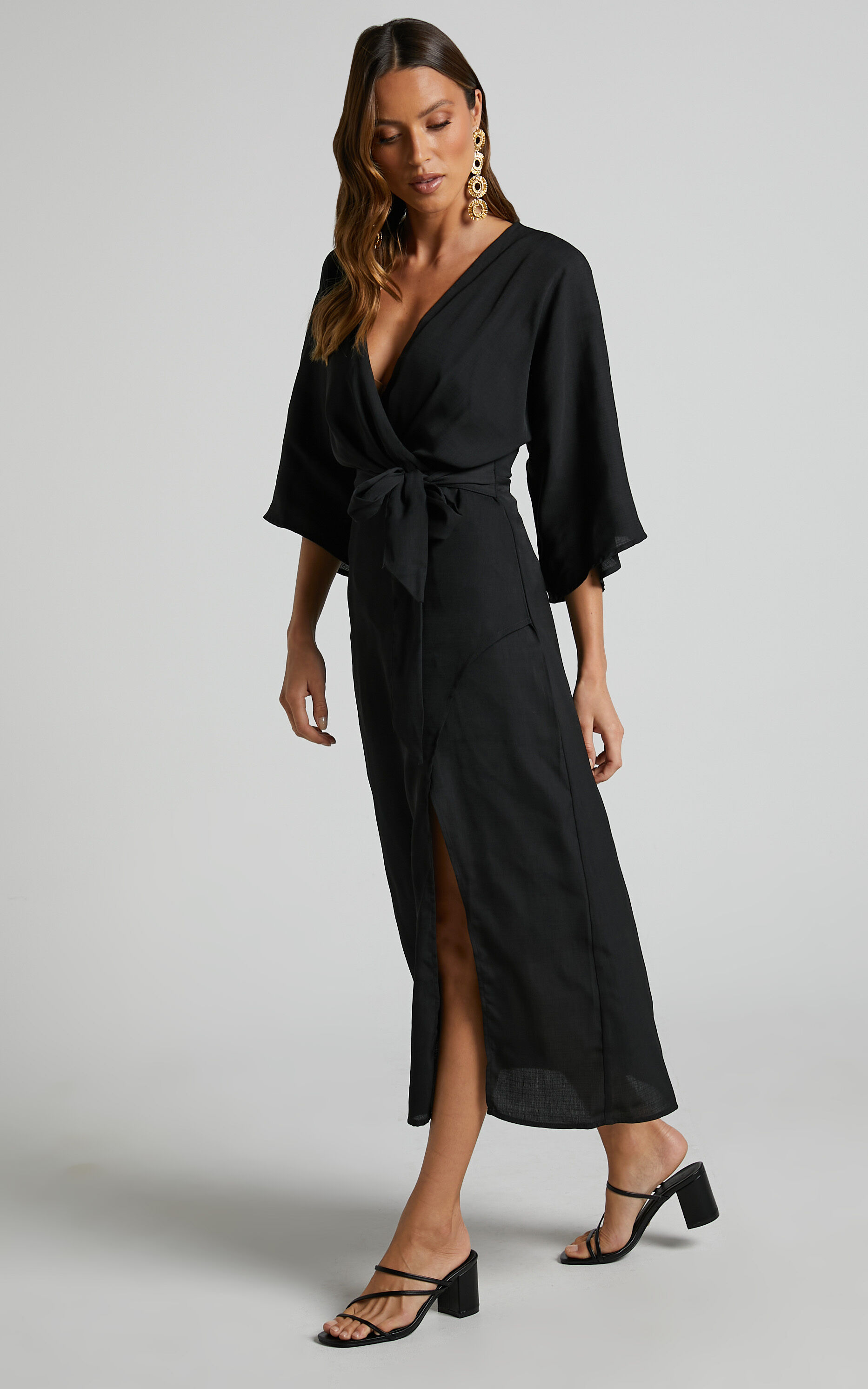 Plunge wrap midi dress online