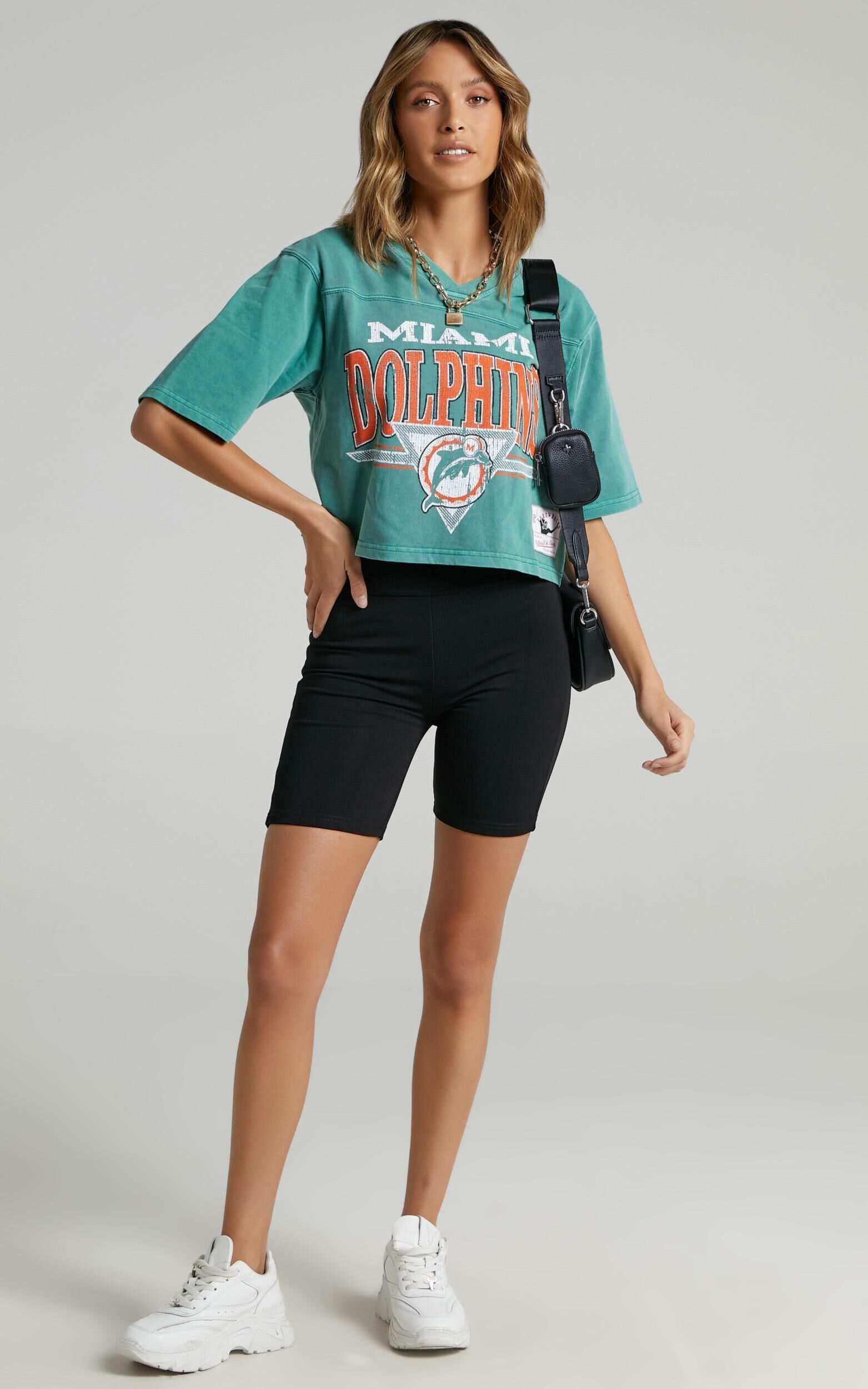 Mitchell & Ness - Off Field TB Crop Tee Dolphins in Teal