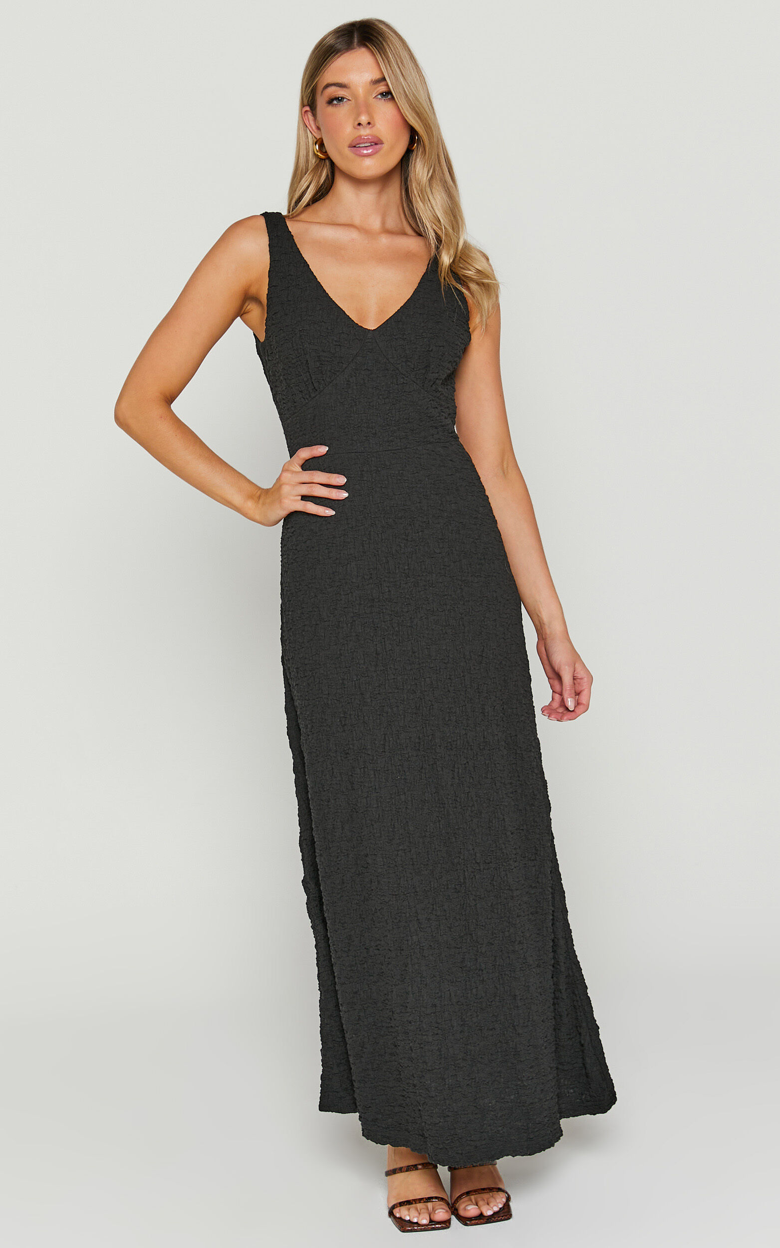 Black v neck hotsell a line dress