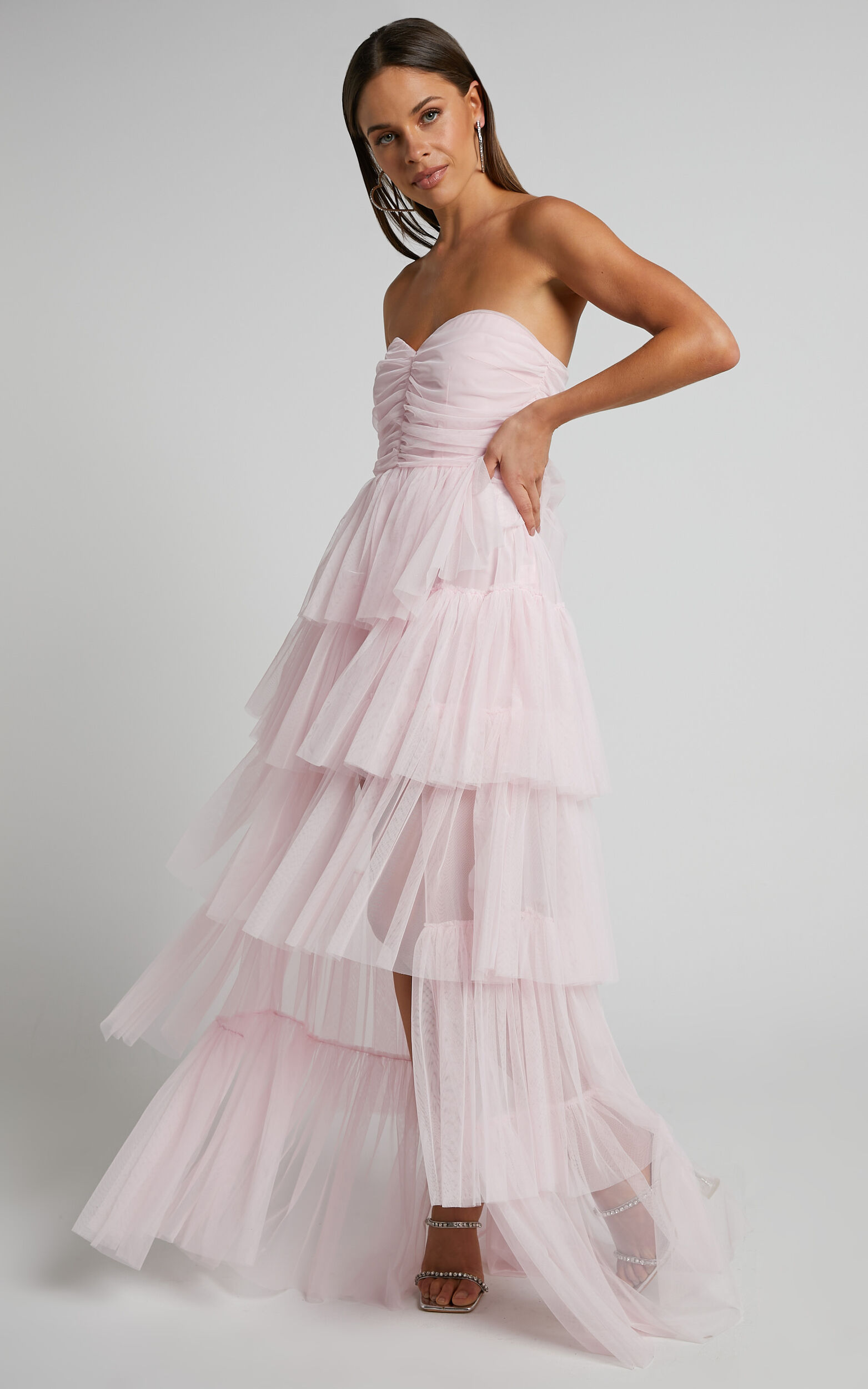 Ruched Bodice Blush Pink Maxi Dress