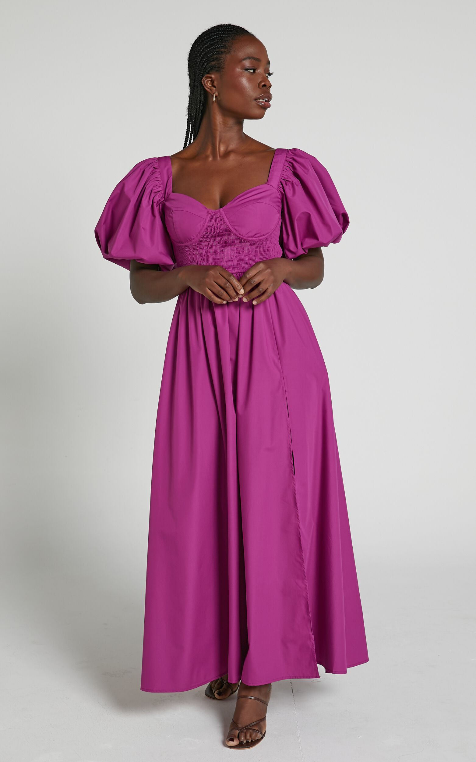 Silk puff sleeve dress discount