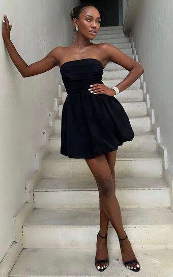 Shaima Mini Dress - Strapless Dress in Black