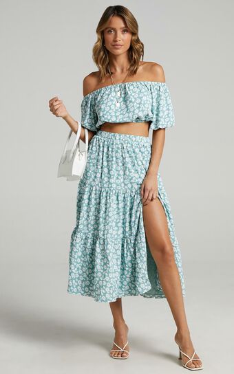 Distant Memory Two Piece Set in Sage Floral