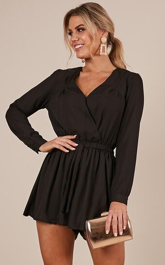 Lost Time Playsuit In Black