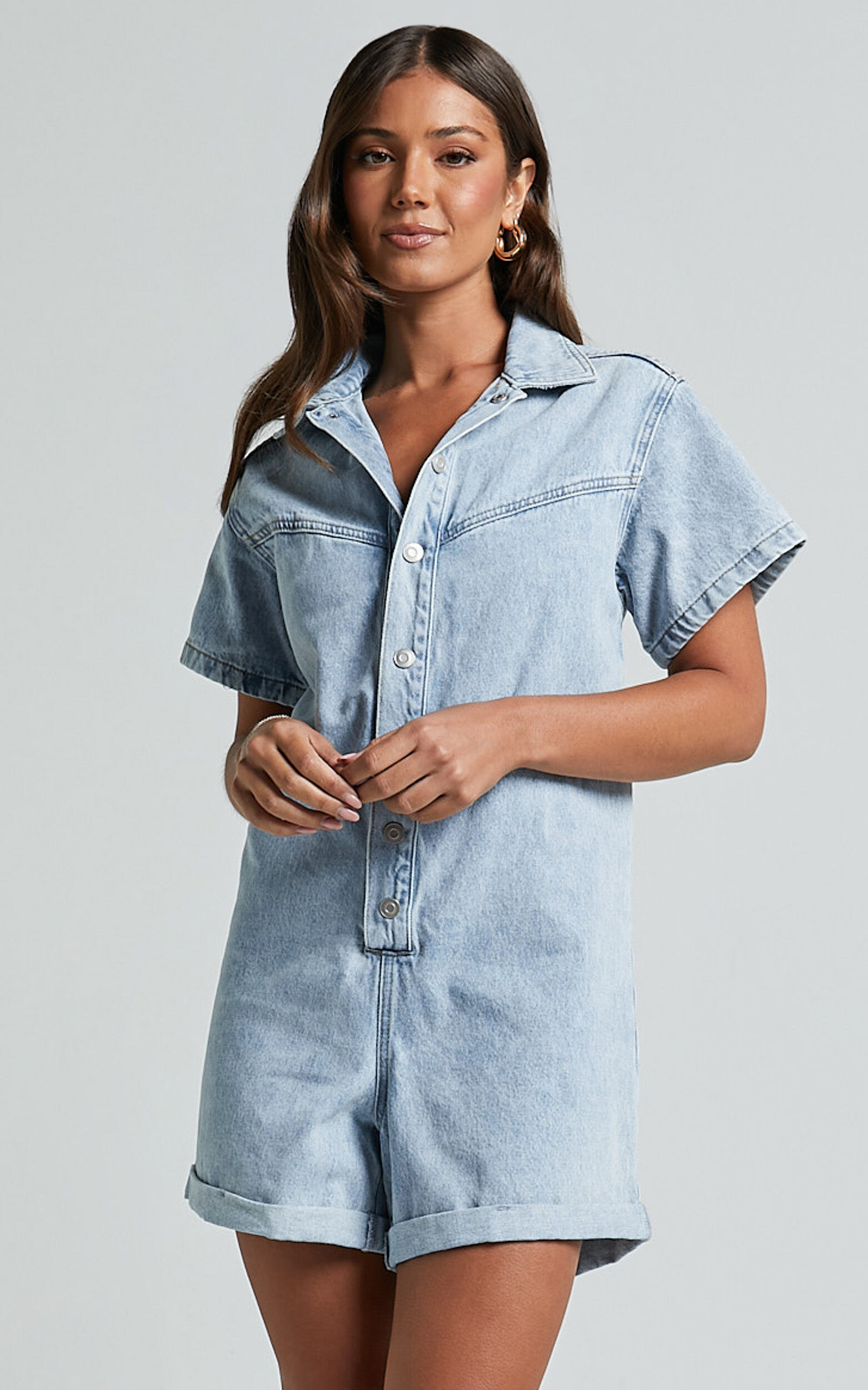 Neon green denim playsuit hot sale