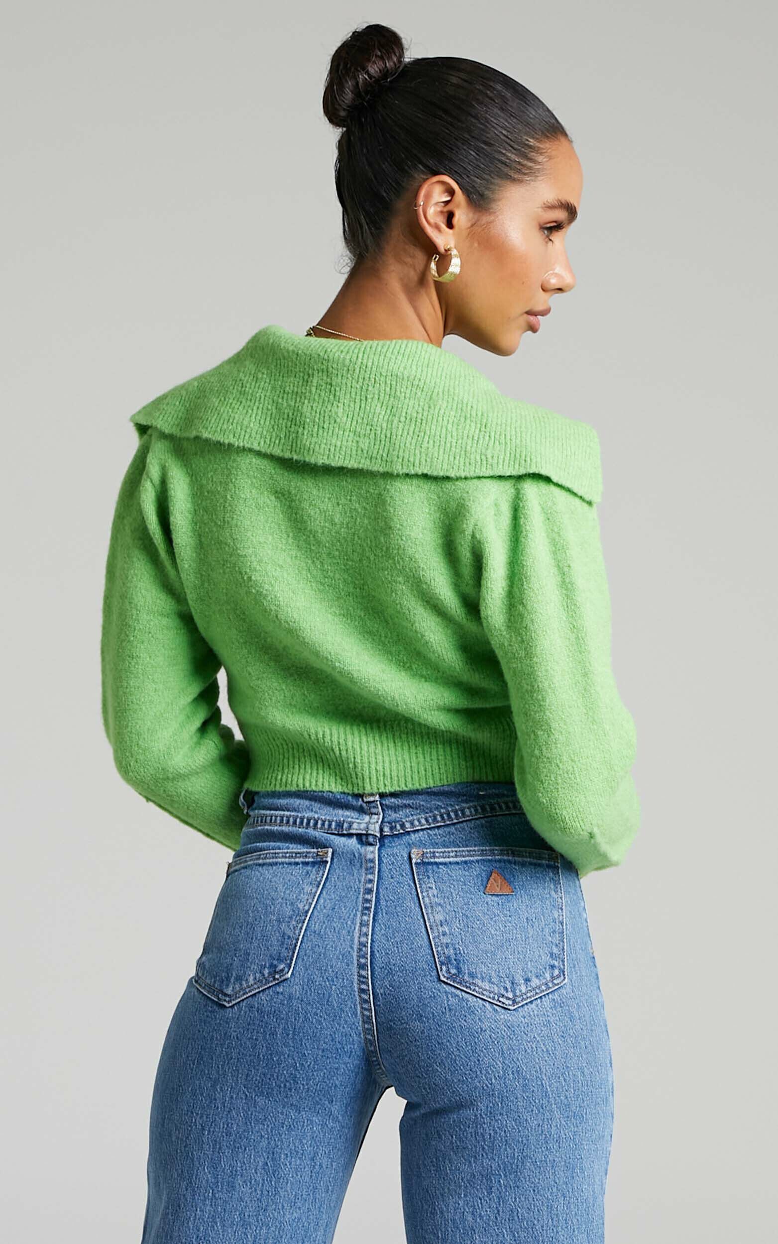 Lime green cropped cardigan online