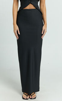 Romeo Maxi Skirt - Low Waist Bias Cut Maxi Skirt in Black