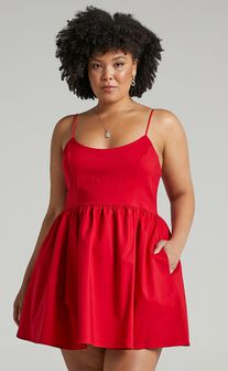 You Got Nothing To Prove Mini Dress - Strappy A-line Dress in Red