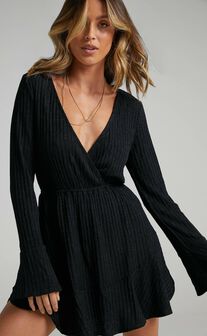 The Next Step Mini Dress - Long Sleeve Dress in Black