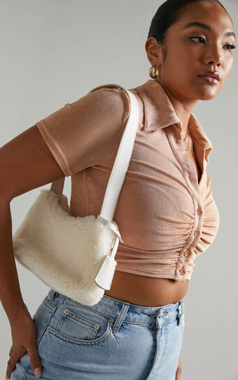 Lynda Faux Fur Bag in White