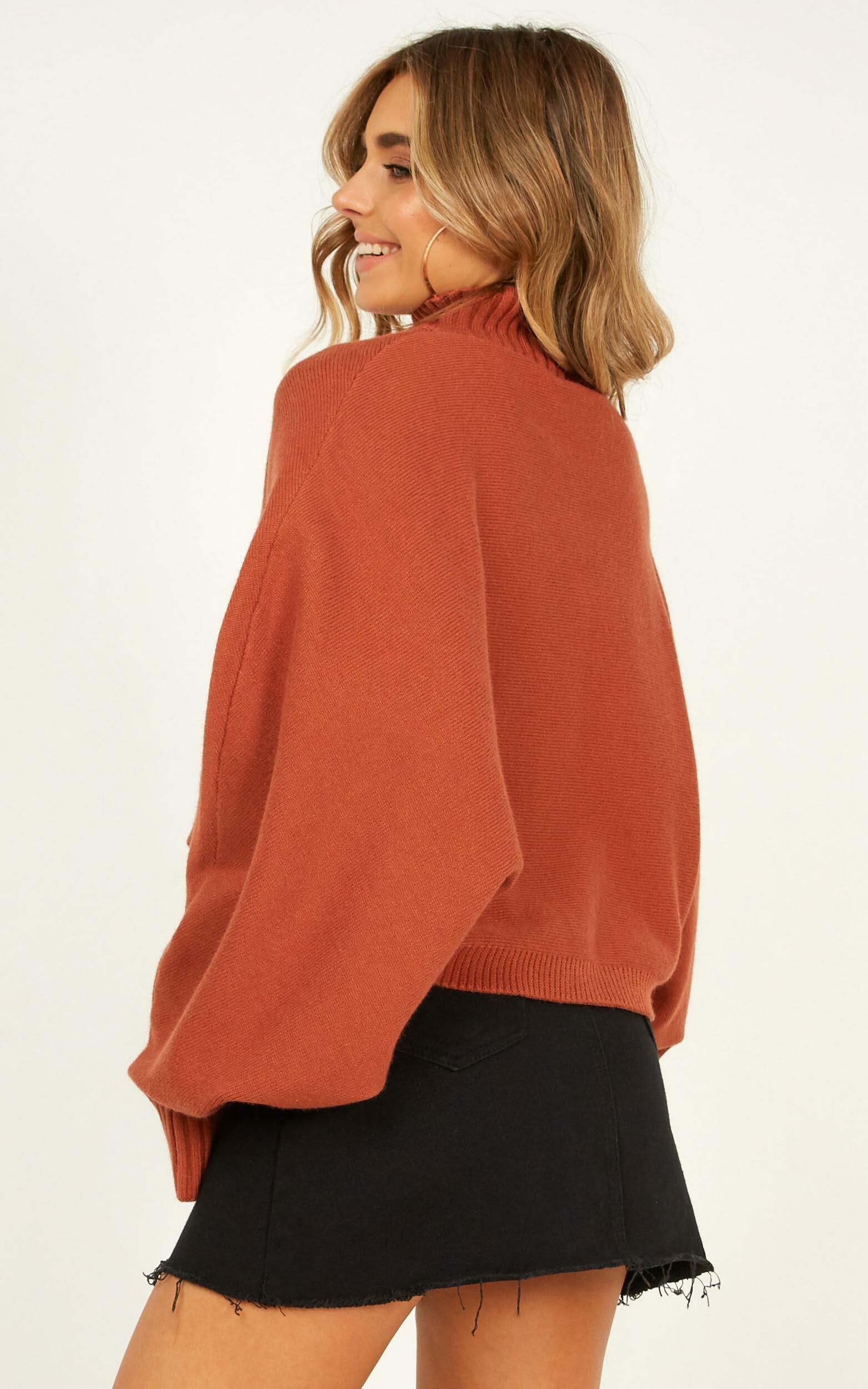 Only Want You Knit Jumper In Rust Showpo