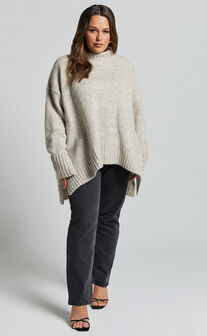 Luella Jumper - Oversized Turtle Neck Jumper in Oatmeal