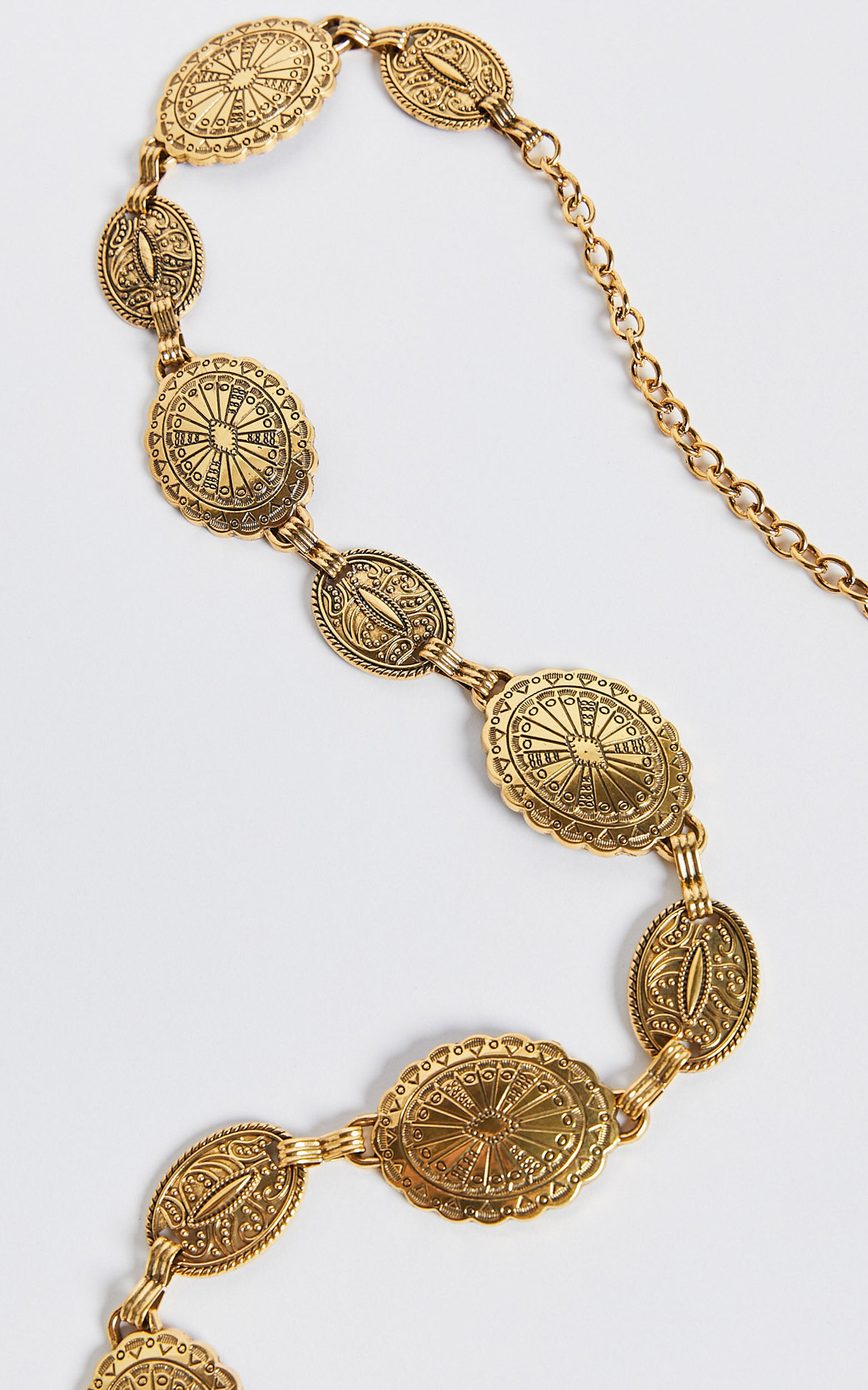 Gold circle chain belt on sale