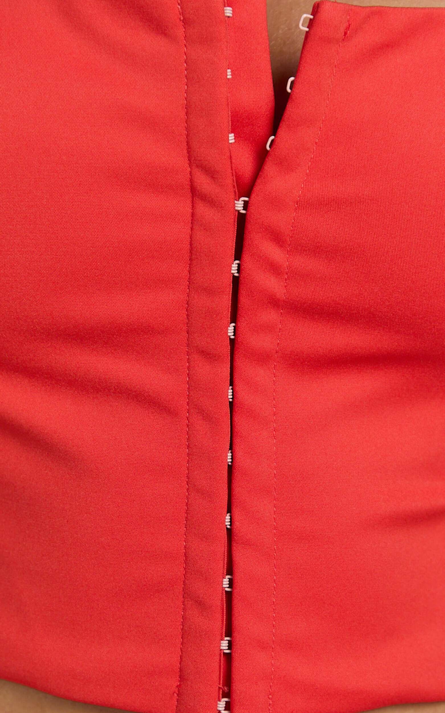 Romy Top - Square Neck Halterneck Fitted Hook And Eye Top in Red ...