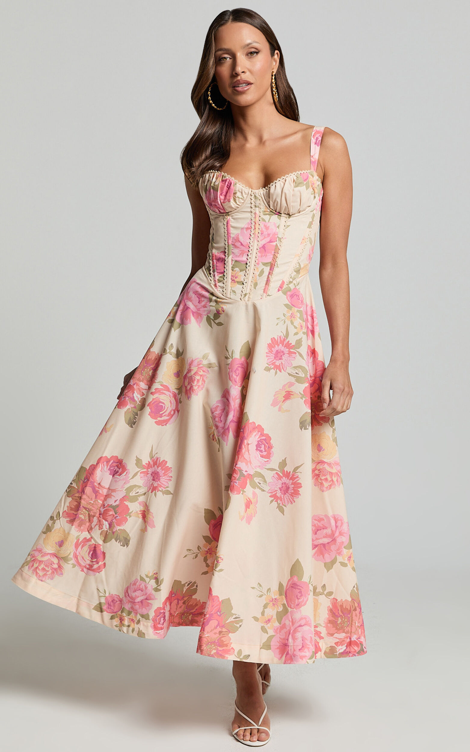Tricia Blue Brocade Corset Dress