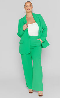 Bonnie Pants - High Waisted Tailored Wide Leg Pants in Green