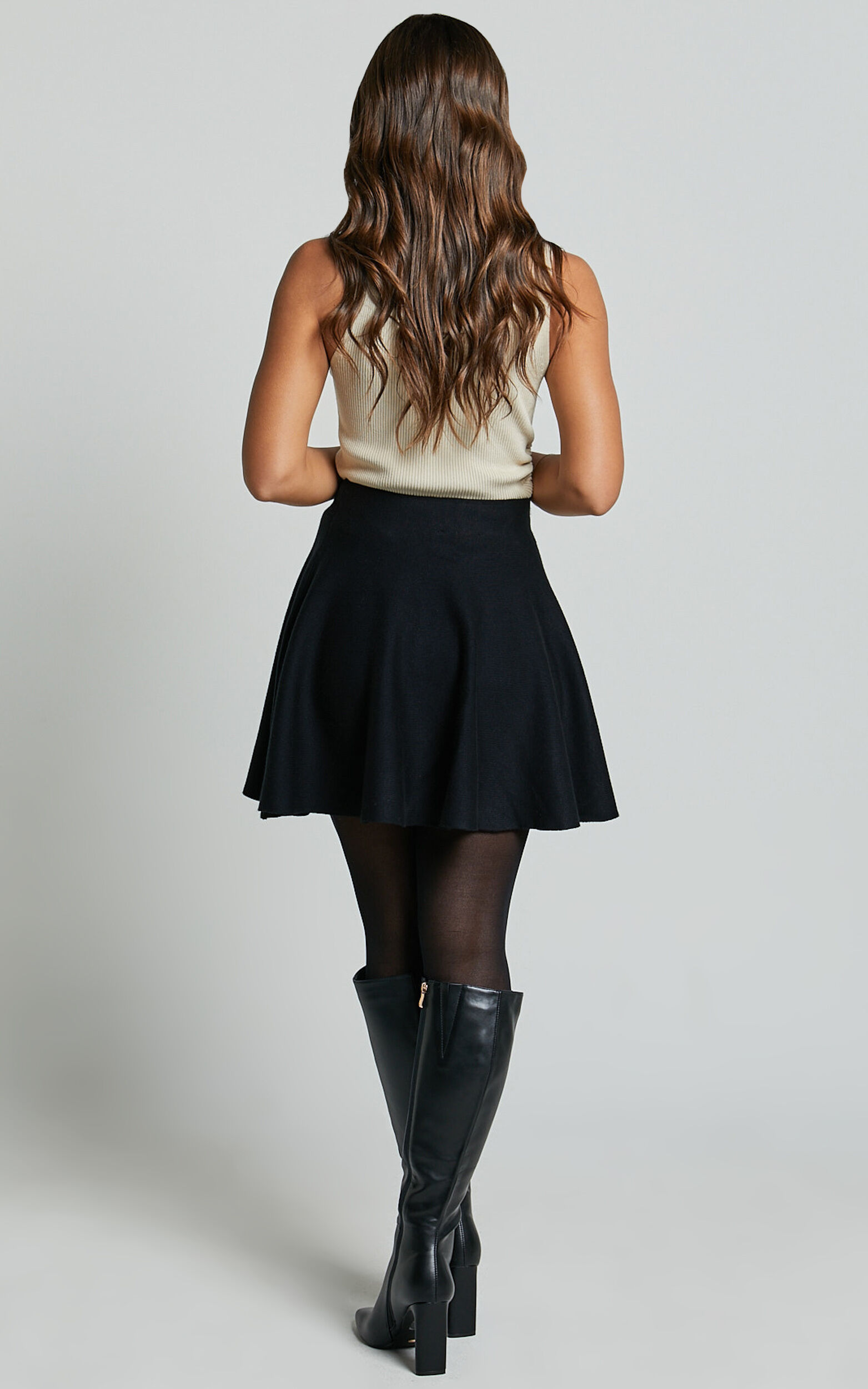 High waisted black tight skirt online