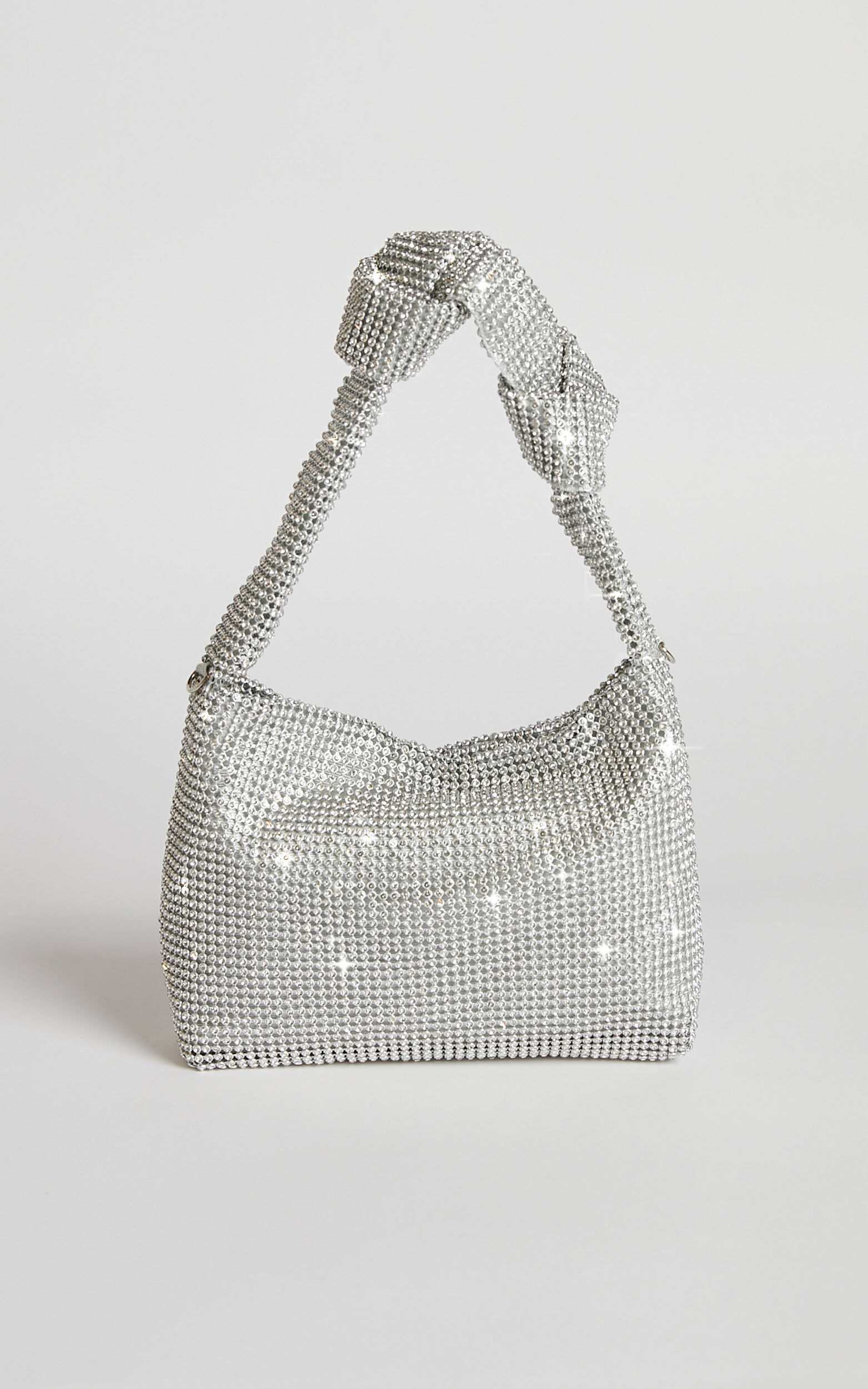 Andreanne Mesh Diamante Knot Bag in Silver - NoSize, SLV2
