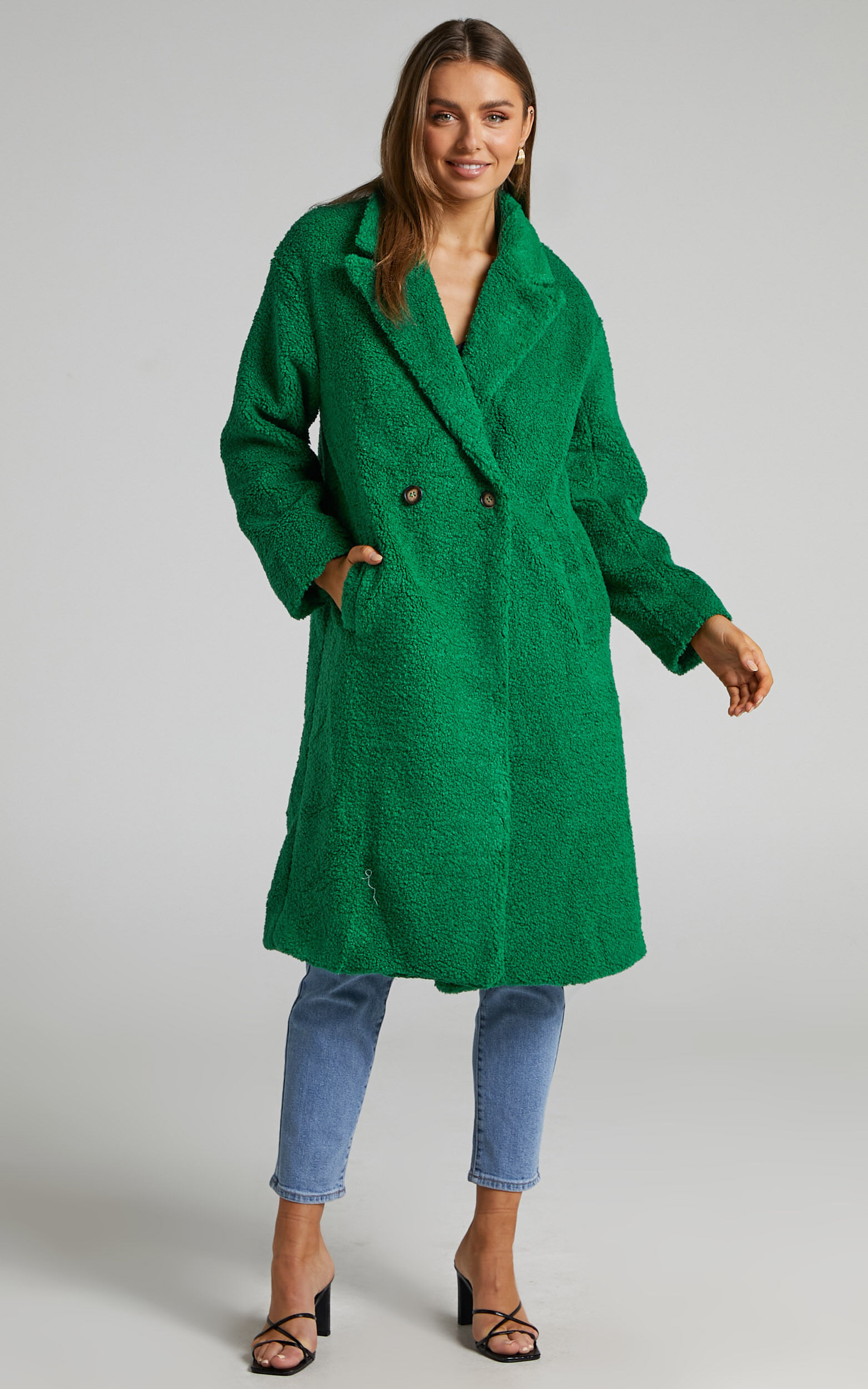 Cielito Coatigan Longline Coatigan in Green Showpo
