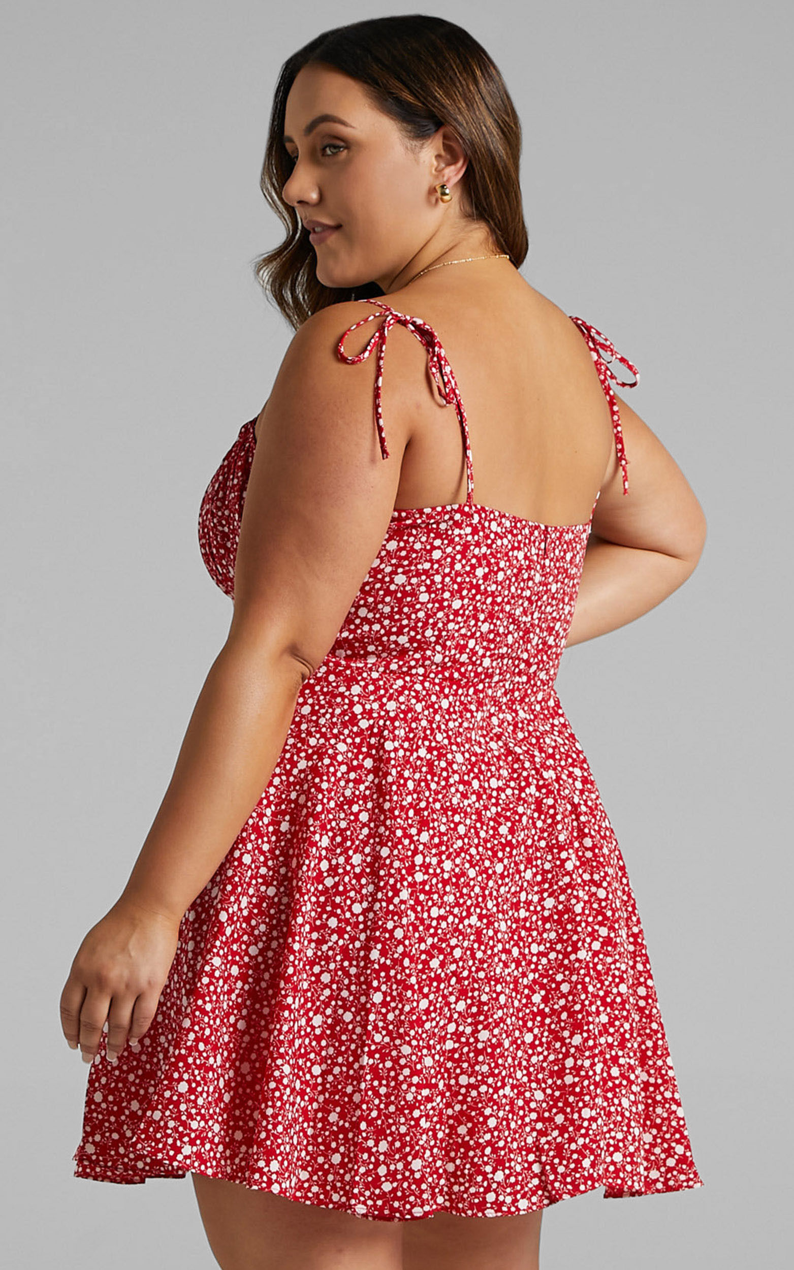 Marine red floral on sale print mini dress