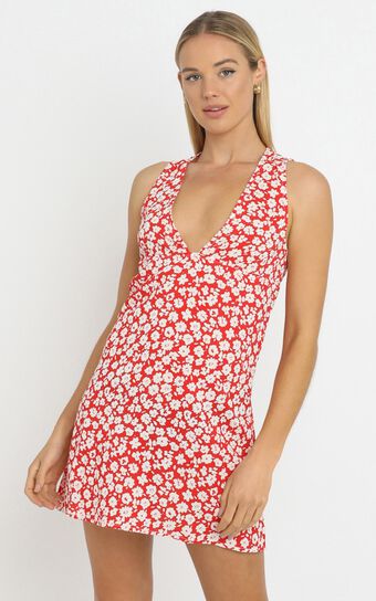 Aster Dress in Red Floral