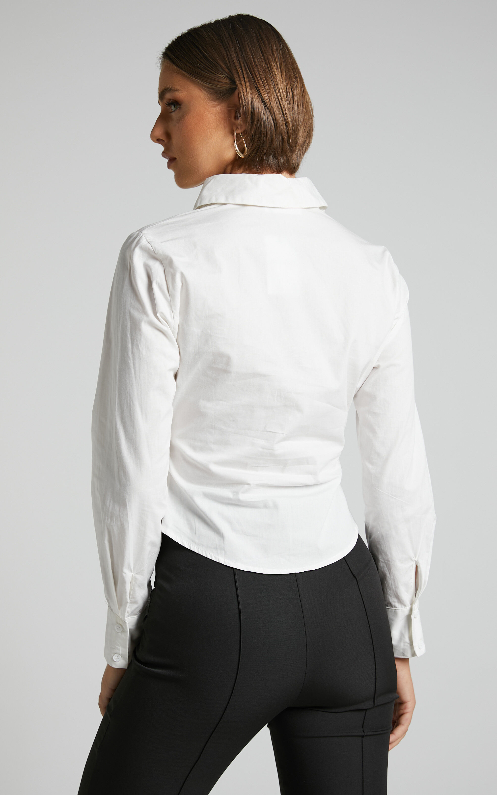 Ruched store white shirt