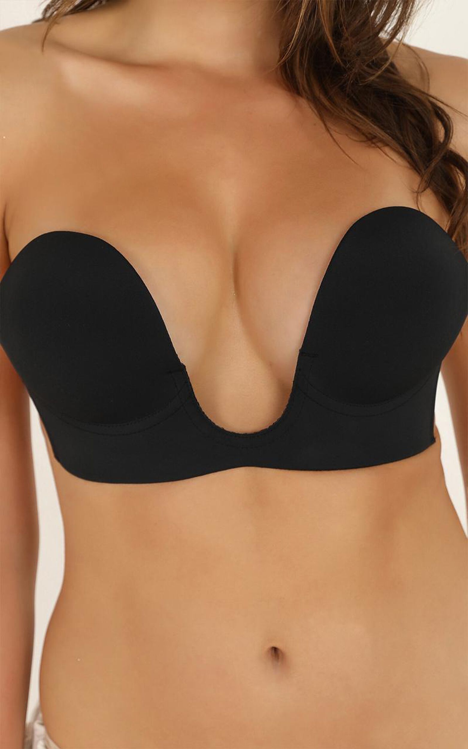 Plunge Stick On Bra in Black - A, BLK1