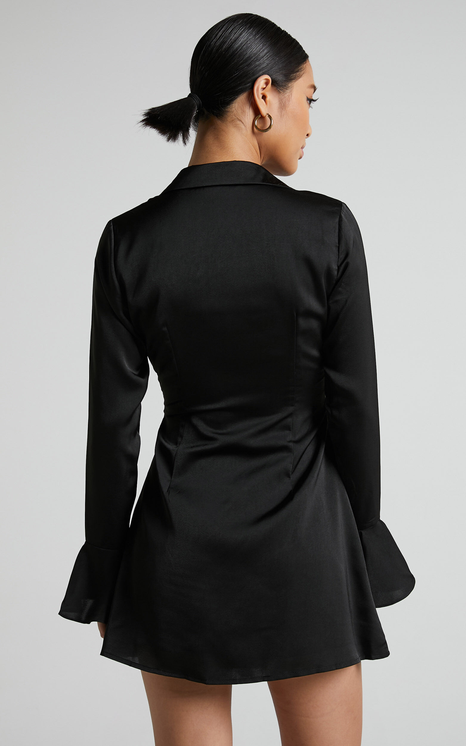 Tie front long sleeve dress hotsell