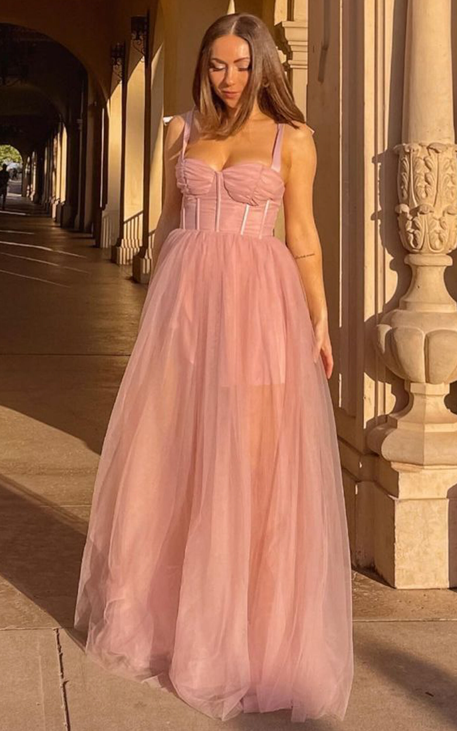 Emmary - Bustier Bodice Tulle Dress in Pink | Showpo USA Emmary - Bustier Bodice Tulle Dress in Pink | Showpo USA