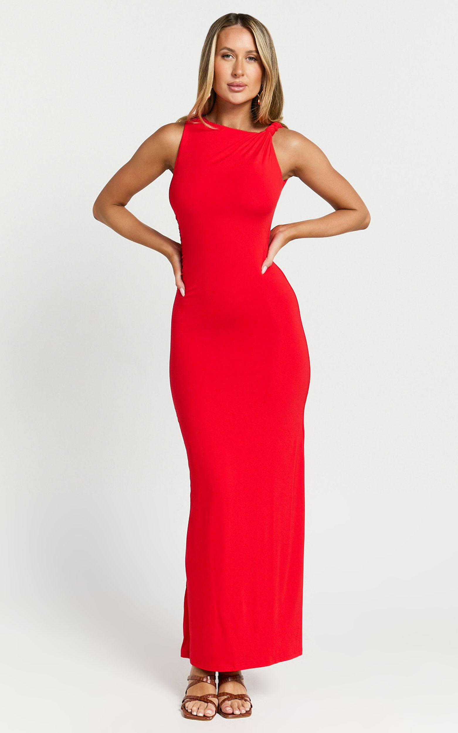 Aisha Maxi Dress - Sleeveless Twist Strap Bodycon Dress in Aisha Maxi Dress - Sleeveless Twist Strap Bodycon Dress in