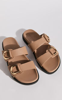 Billini - Areli Slides with Hardware Detail in Light Cashew