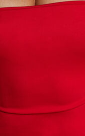Tiffy Midi Dress - Square Neck Ruched Bodycon Dress in Scarlet | Showpo USA