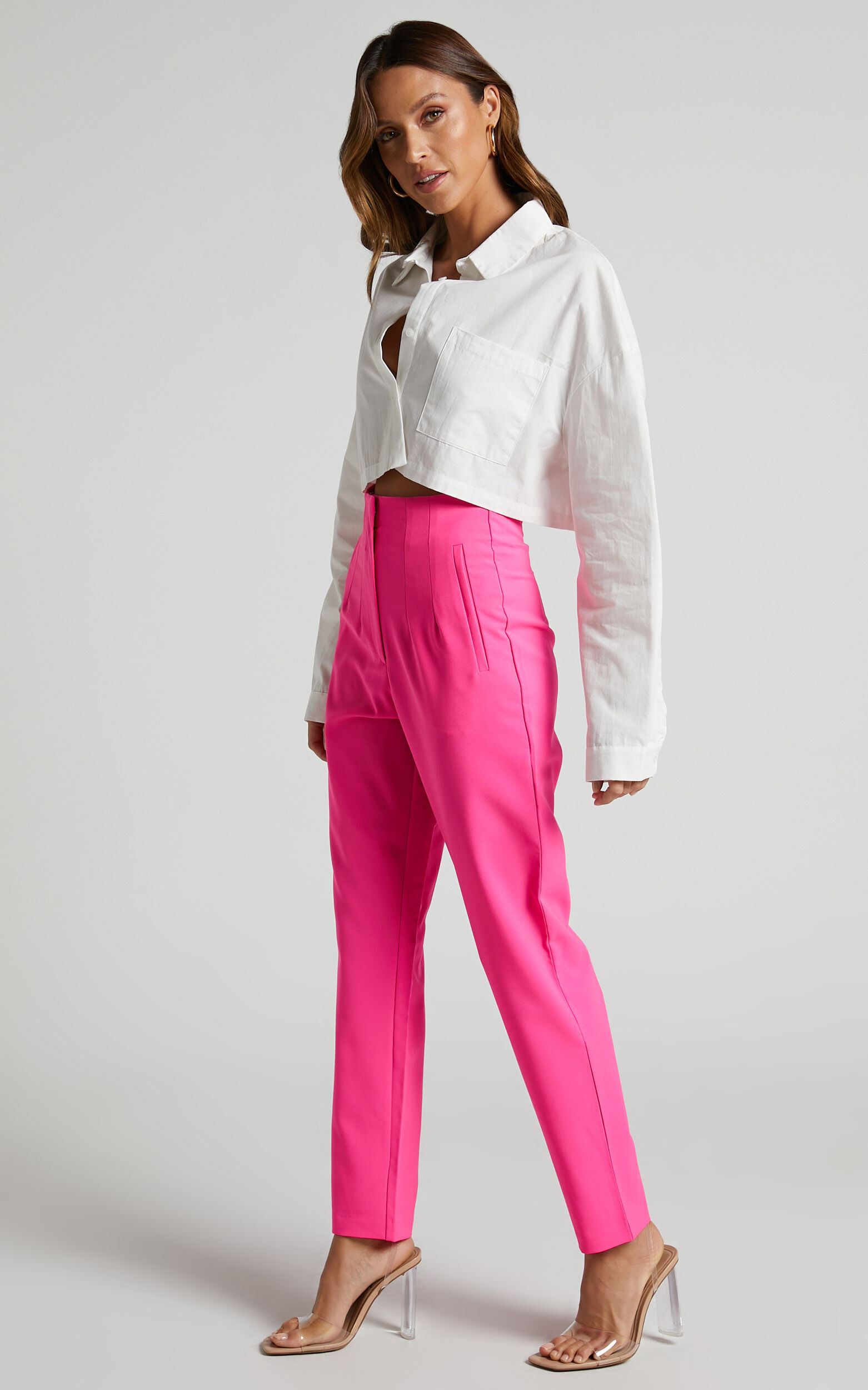 Pink cut off hot sale trousers