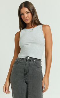 Can't You Tell Top - Ribbed Tank Top in Grey