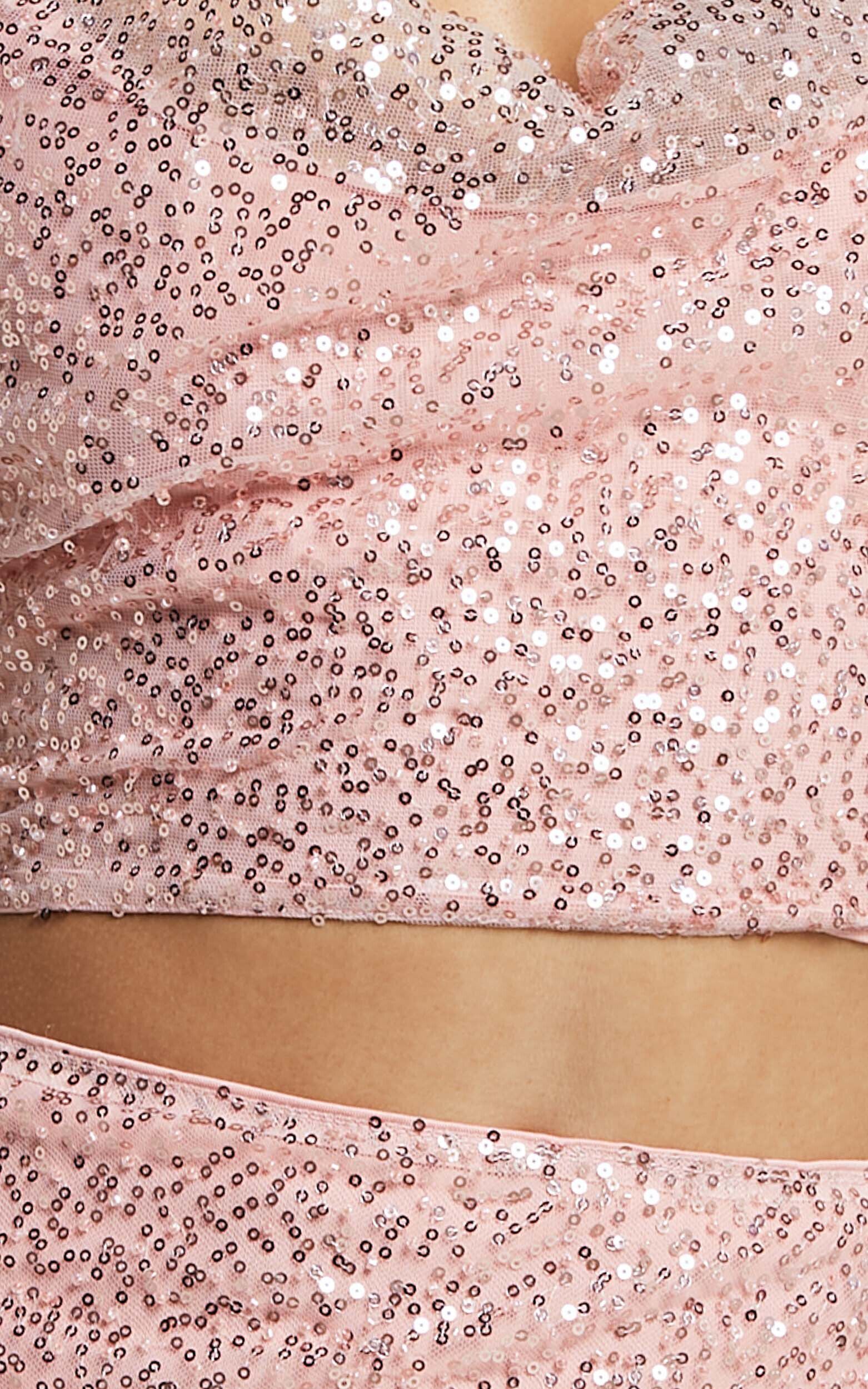 Christa Two Piece Set - Sequin Cowl Top and Wrap Mini Skirt Christa Two Piece Set - Sequin Cowl Top and Wrap Mini Skirt