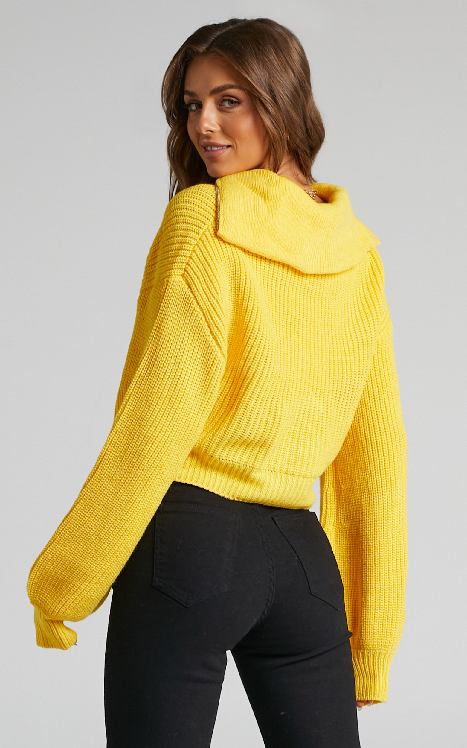 Yellow quarter zip sweater top