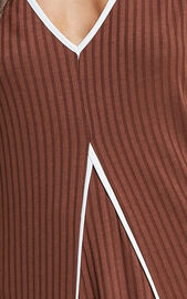 Cathleen Midi Dress - Ribbed Sleeveless Low Back Dress in Chocolate With White Contrast | Showpo USA