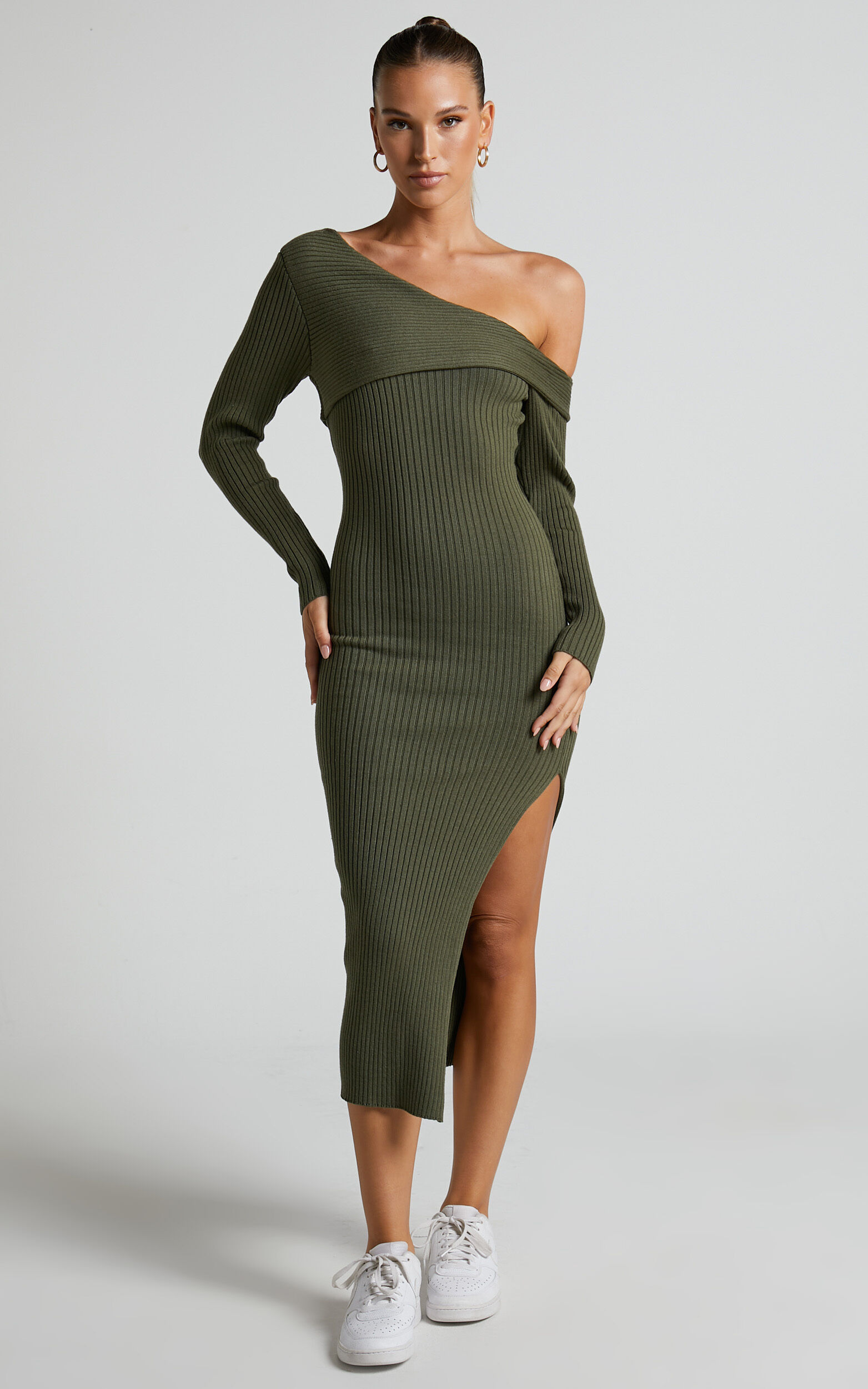 One shoulder hot sale knit dress