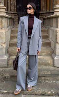 Hope Blazer - Oversized Double Breasted Blazer in Grey
