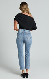 Billie Jeans - High Waisted Recycled Cotton Mom Denim Jeans in Mid Blue ...