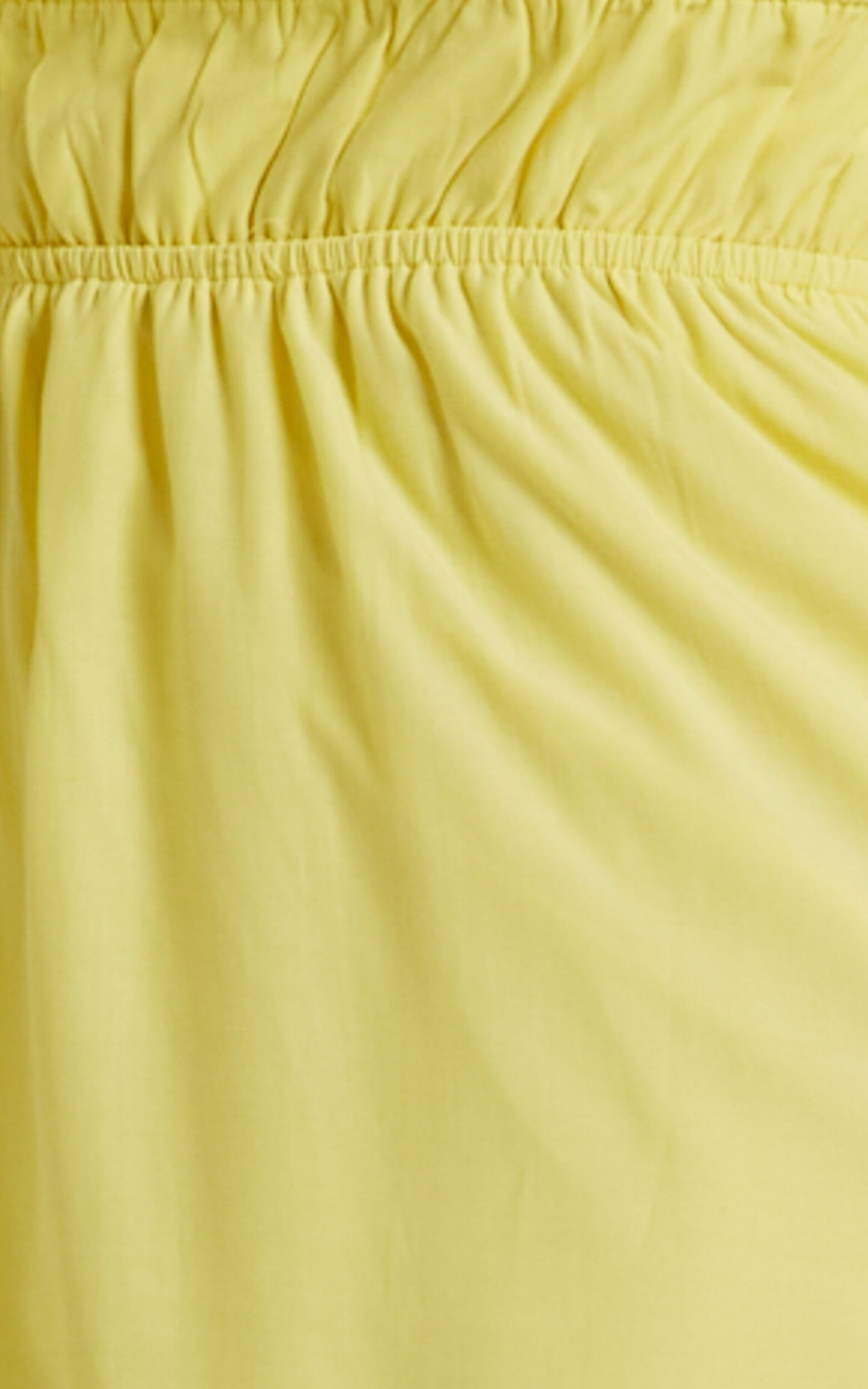 Maretta Mini Dress - Stretch Waist Square Neck Dress in Butter Yellow ...
