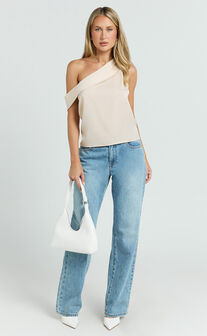 Indah Top - Draped Off Shoulder Top in Ivory