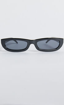Connor Sunglasses - Thin Rectangle Sunglasses in Black