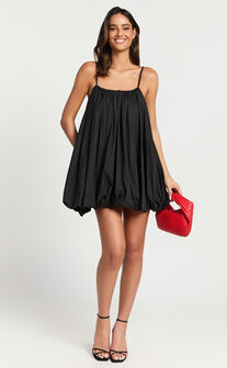 Marites Mini Dress - Bubble Mini Dress in Black