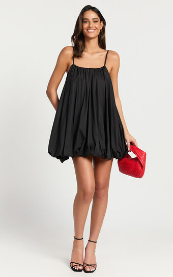 Marites Mini Dress - Bubble Mini Dress in Black