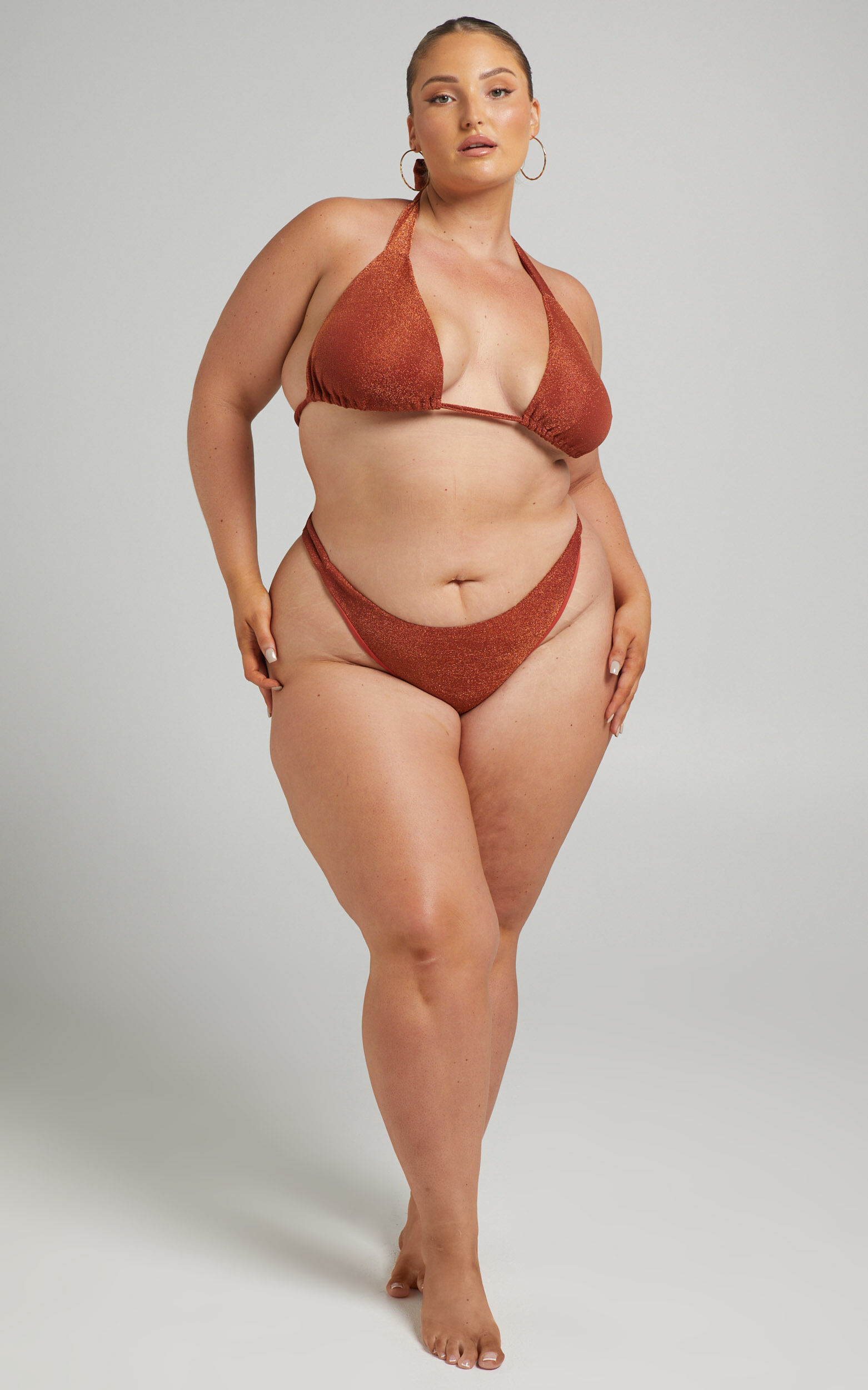 Cove Bikini Top Thick Strap Bikini Top in Rust Lurex Showpo EU