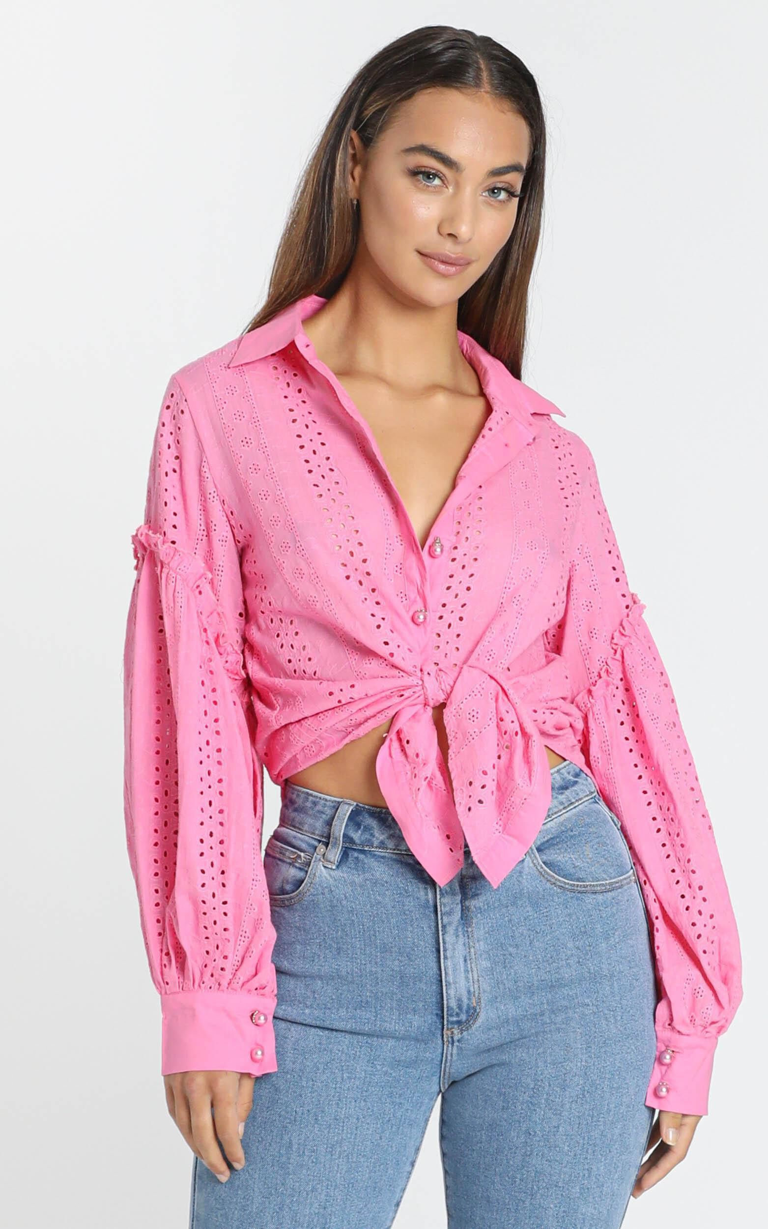 Beautiful Things Embroidery Shirt in Hot Pink | Showpo