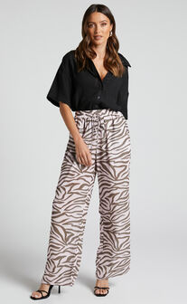 Aegir Pants - Mid Rise Relaxed Straight Leg Pants in Wild Zebra