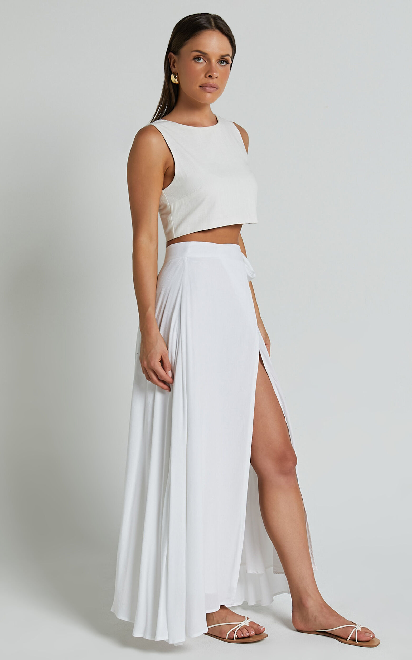Break A Leg Maxi Skirt Wrap Tie Skirt in White Showpo