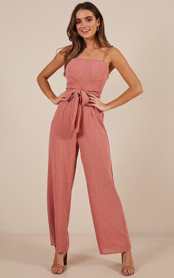 Thing Called Love Jumpsuit In Rose